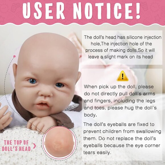 🆕17inch Full Platinum Silicone Baby Doll Reborn Eyes Open Lifelike Baby Girl - Picture 5 of 6